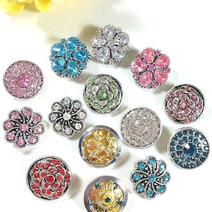 Set #7~#12 Beautiful Snap Jewelry Set of 10 or 11 Pcs, Snap Jewelry Buttons, Fits 18/20mm Snap On Base Button, Snap Charms, Snap Jewelry
