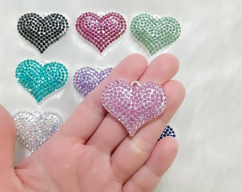 1 Large Bright Silver Tone Alloy Heart Shape Charms Pendants, 31×35mm Keelaubeadz
