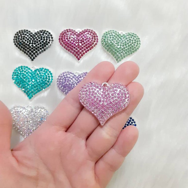 1 Large Bright Silver Tone Alloy Heart Shape Charms Pendants, 31×35mm Keelaubeadz