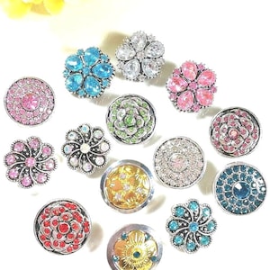 Set #1~#6 Beautiful Snap Jewelry Set of 10 Pcs, Snap Jewelry Button, Snap Accessories, Snap Base Fits 18/20mm Snap Button, Snap on Charms