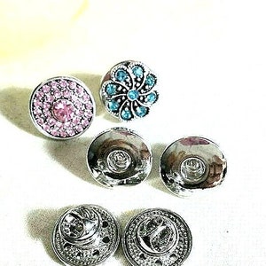 2 Pcs/Set Tie Tack Brooch Ginger Snap Button Base, Base for Snap Jewelry Button Fits 18~19mm Snap Button, Snap Charms, Interchangeable Snap
