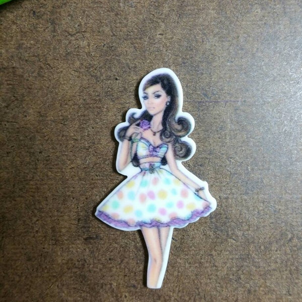 1 Pc 41x23mm Diva Fashionista Girl Flatback Prop Resin Planar Cabochon|Deco Kit Phone Case Decoration Keelaubeadz