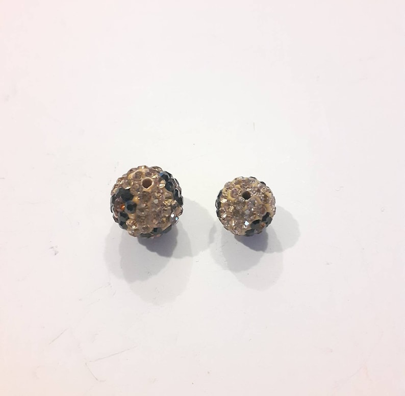 Disco Ball Pave Beads Round Disco Ball Beads 1 Piece 10mm and or 12 mm Leopard Print Clay Czech Crystal Rhinestones Beads