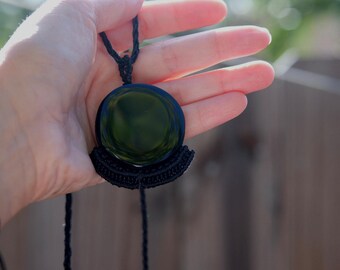 Black Obsidian Necklace with Macramé – Protective Amulet