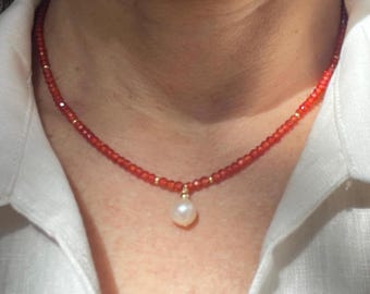 Cubic Zirconia Pearl Necklace Minimal Dainty Adjustable Gift