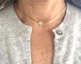 Clear Glass Teardrop Necklace