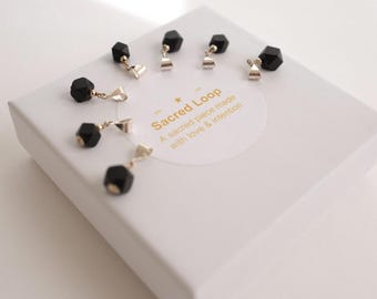 Genuine Jet Pendant 6mm in Solid 925 Sterling Silver Minimalist Protection Charm