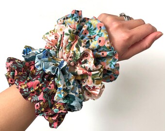 3 x Scrunchie - SURPRISE TRIO - Rifle Paper Co. Fabric
