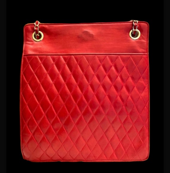 Vintage Red Genuine Leather Shoulder Bag. - image 3