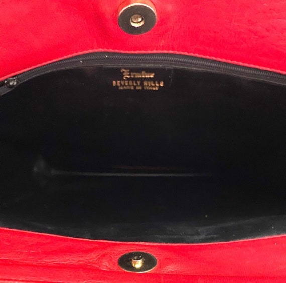 Vintage Red Genuine Leather Shoulder Bag. - image 5