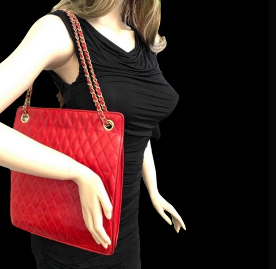 Vintage Red Genuine Leather Shoulder Bag. - image 2