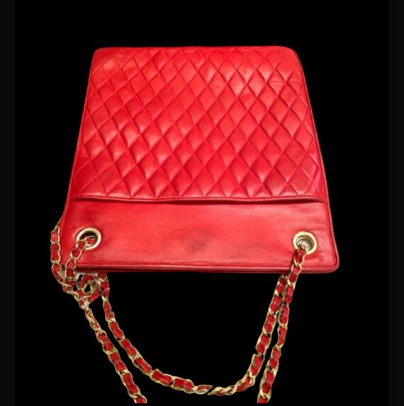 Vintage Red Genuine Leather Shoulder Bag. - image 4