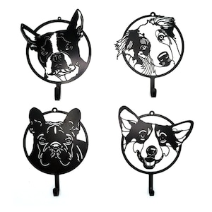 Dog Leash Holder, Dog Leash Hanger, Dog Leash Hook, Dog Collar Holder, Dog Lovers Gift, Pet Gift Idea, Choose From Over 30 Dog Breeds