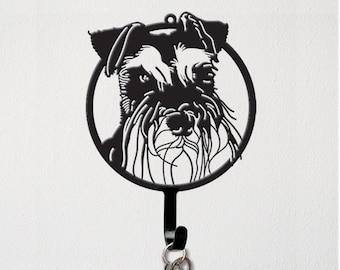 Schnauzer Dog Breed Leash Hook Leash collar storage hanger Custom Made Add Dog Name \u00a9Dan Morris Artwork by Dan Morris Personalize