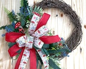 Mushroom wreath grapevine red mushrooms ferns mushroom ribbon whimsical spring mushroom wreath for front door summer wreath mushroom decor