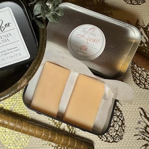 Solid Lotion Bars in Tin Natural Handmade Lotion Mango Butter Beeswax Solid Hand & Body Travel Size Tin for Purse Wedding Favors Easy Gifts