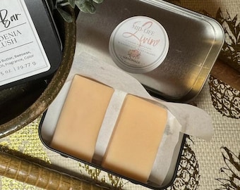 Solid Lotion Bars in Tin Natural Handmade Lotion Mango Butter Beeswax Solid Hand & Body Travel Size Tin for Purse Wedding Favors Easy Gifts