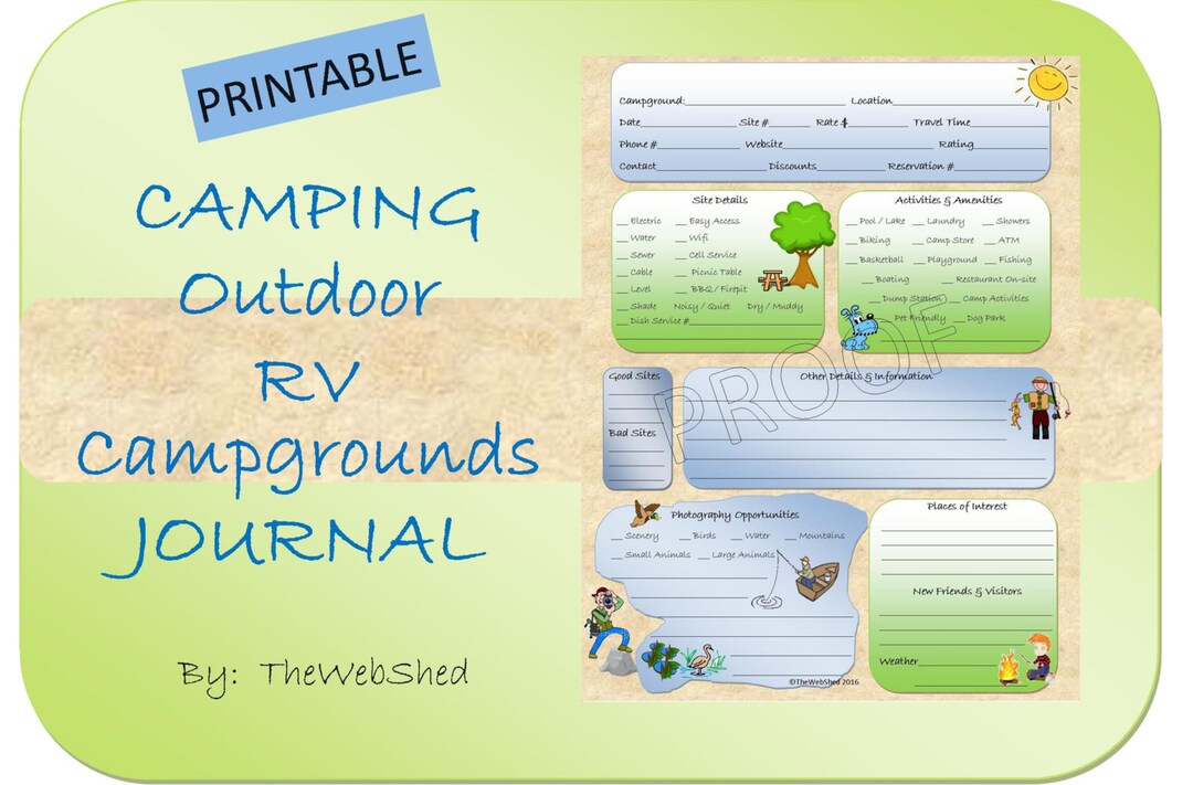 Campground Review / Camping Journal Worksheet Printable. for the Full ...