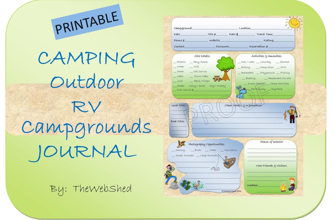 Campground Review / Camping Journal Worksheet Printable. for the Full