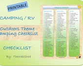 Camping Checklist - Outdoor/Camping Theme Printable - Great for RVers or the Casual Camping Trip
