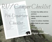 RV Camper Pre-Departure Checklist Camping RV Setup List Camping Tear Down RV set-up list Departure checklist for rv mountain Smoky Mountain