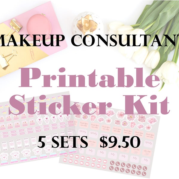 Makeup Stickers Beauty Consultant Makeup Sticker Direct Seller Planner Sticker Network Marketing Sticker Sales Goal Sticker Cosmetic Sticker
