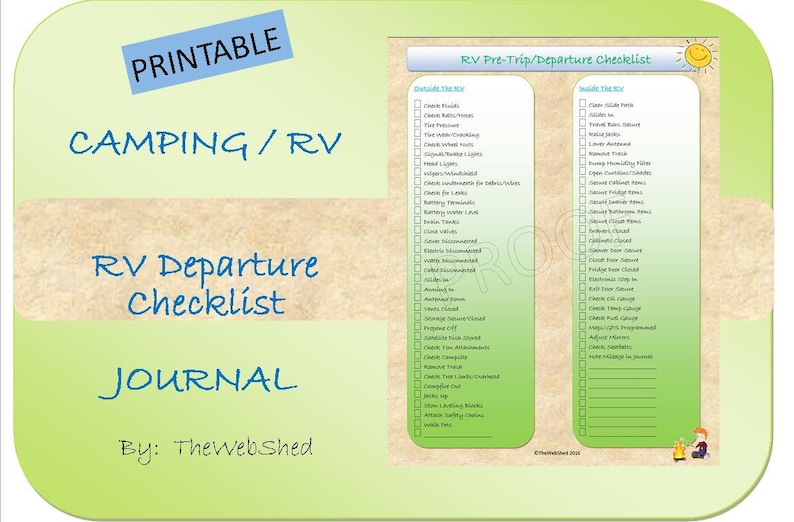 RV/Camper Pre-Getaway/Departure List - Out of doors/Tenting Concept - Very good for Total-Year RVers or Informal Weekend Campers picture regarding Rv Checklist Printable identify RV/Camper Pre-Vacation/Departure List - Out of doors/Tenting Concept - Exceptional for Total-Year RVers or Relaxed Weekend Campers