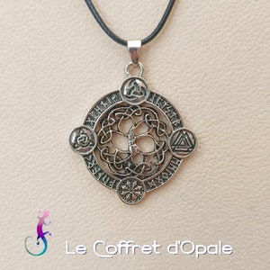 Antique Silver Metal Celtic Tree of Life Round Necklace and Pendant