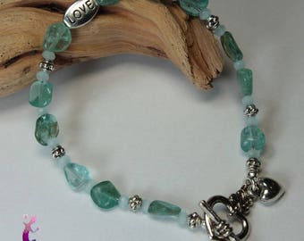 Bracelet "Nagar" apatite with silver plated clasp