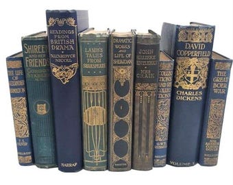 Books by the Foot: Highly Decorative Blue & Gold