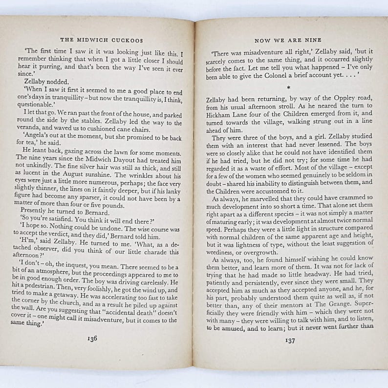 Midwich Extract The Midwich Cuckoos by John Wyndham 1962 - Etsy
