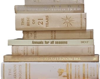 Half Foot: Cream & Gold - cream books with gold on spine