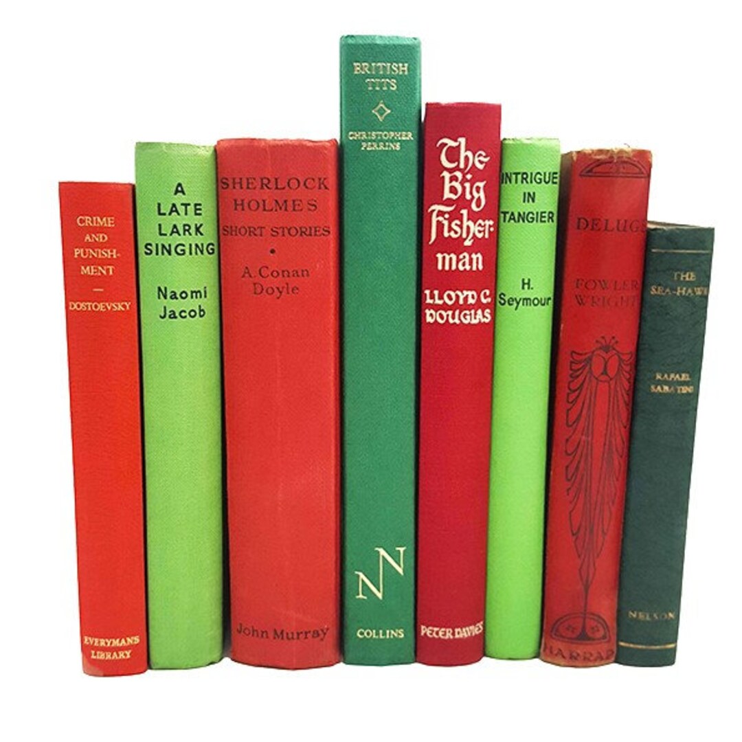 Books by the Foot: Vintage Red and Green - Etsy