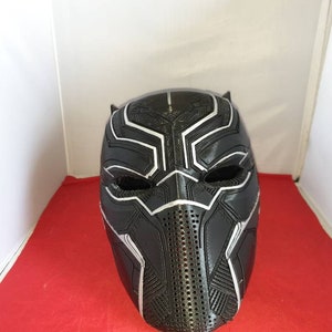 3D Printed black panther like helmet commission