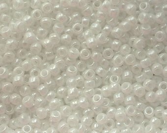 Seed Beads 8/0 Opaque Lustered White - Glass Beads for Jewelry Making - White TOHO Seed Beads - TOHO Beads 8/0 - TOHO Glass Beads 8/0 10g