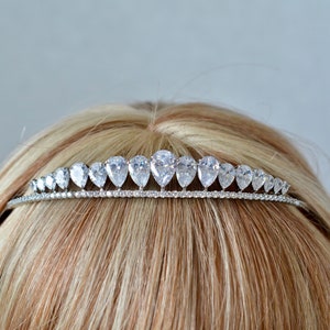 SALE Pretty, Small Pear Cut Cubic Zirconia CZ Bridal Hairband, Flower Girl, Headband, Tiara, Bridal, Wedding (Sparkle-3357)