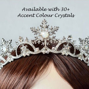 Superbe diadème en flocon de neige avec diadème en cristal de couleur contrastante, bandeau de mariée, accessoire pour cheveux, mariage d&#39;hiver (Sparkle-3309)