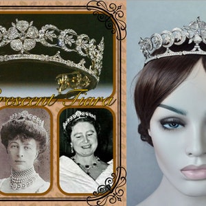 Best - Royalty Reproduction "Teck Crescent Tiara" CZ Tiara Bridal Diadem Hairband, Bridal, Wedding (Sparkle-3352)