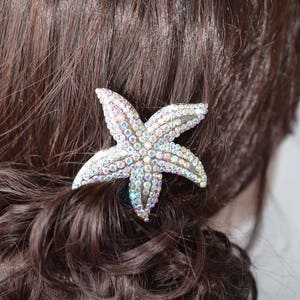 Haarspeld of broche, zilveren of gouden Aurora Borealis AB kristalstrass Zeester Haarspeld of broche, bruids (Sparkle-2727)