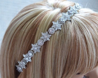 Beautiful Clear Cubic Zirconia CZ Snowflake Hairband, Hair Accessory, Headpiece, Snowflake Tiara, Winter Wedding, Bridal (Sparkle-3389)