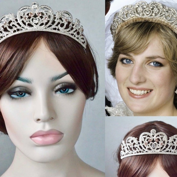 50+ Sold Good - Silver or Gold Royalty Replica "Spencer Tiara" Crystal Bridal Hairband, Hair Accessory, Headpiece, Bridal (Sparkle-3021)