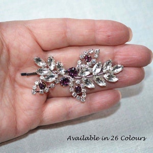 Choose Your Accent Colour -- Vintage Inspired Crystal Rhinestone Leaf Hair Bobby Pin Hair Clip, Wedding, Bridal (Sparkle-2824)