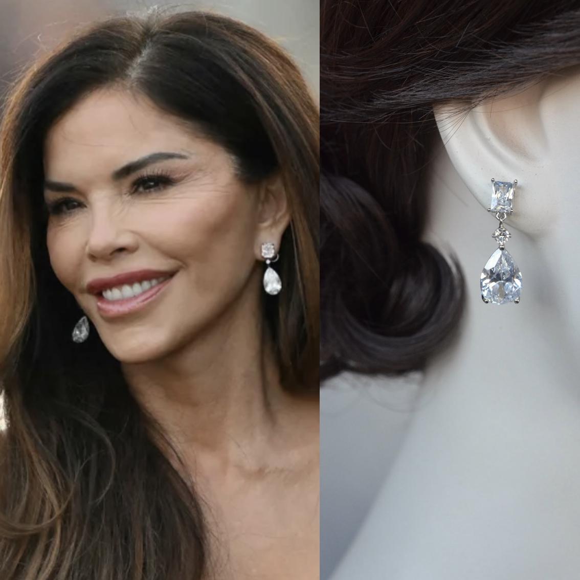 Lauren Sánchez Bezos Replica Pear/brilliant/emerald CZ Dangle Earrings ...