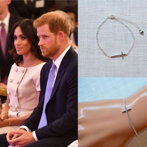 Sierlijke royalty-replica hertogin van Sussex Meghan Markle 925 sterlingzilver zijwaarts gekruiste armband, bruids, bruiloft (Sparkle-2936)