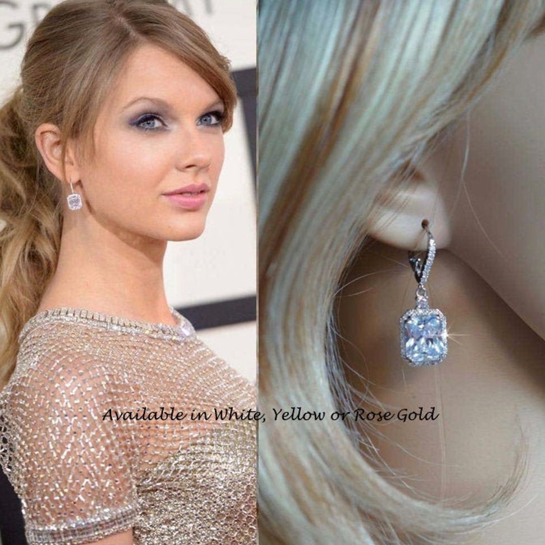 Rhodium, Yellow or Rose Gold Celebrity Inspired Emerald Cut Cubic