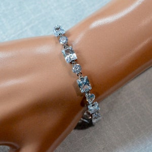 Gorgeous Emerald and Round Brilliant Cut Multi-Stone Cubic Zirconia CZ Tennis or Line Bracelet, Bridal, Wedding (Sparkle-3177)