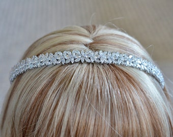 SALE Spectacular Cubic Zirconia CZ Bridal Hairband, Headband, Tiara, Bridal, Wedding (Sparkle-3341)