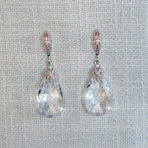 Swarovski Crystal Clear Dangle Necklace & Earrings Set, Bridal, Wedding (Sparkle-2697) image 2
