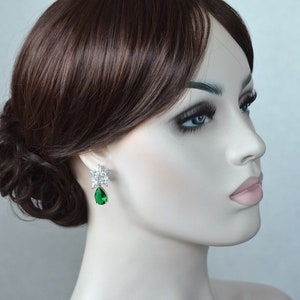 Celebrity Inspired Jennifer Lopez Marquise & Emerald Green Pear Cut CZ Drop Dangle Earrings, Necklace, Set, Bridal, Wedding Sparkle-3384 image 5