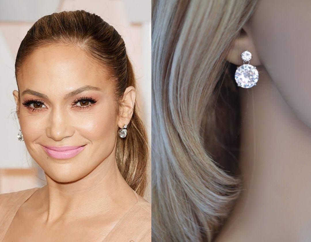 Celebrity Inspired Jennifer Lopez LARGE Round Brilliant Cut Cubic